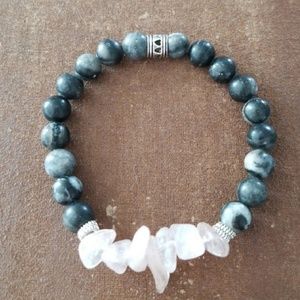 Zebra Jasper & Rose Quartz Beaded Bracelet